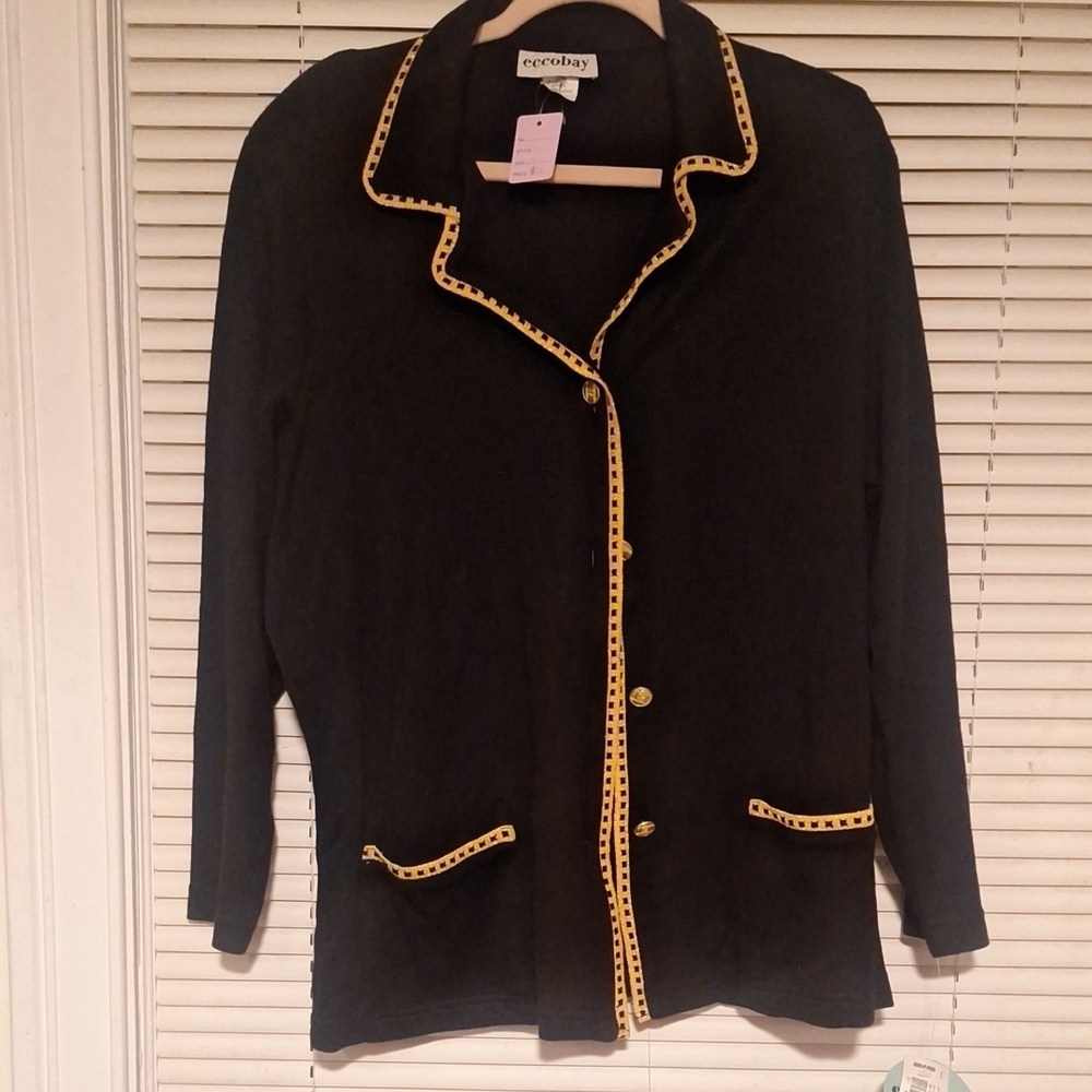 Ecco Black Jacket with Gold Trim